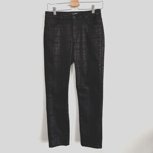Joseph Ribkoff Black Metallic Print Classic Slim Straight Pants 6 Ankle Party